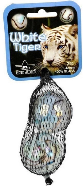 2 White tiger knikkers 42mm 4150