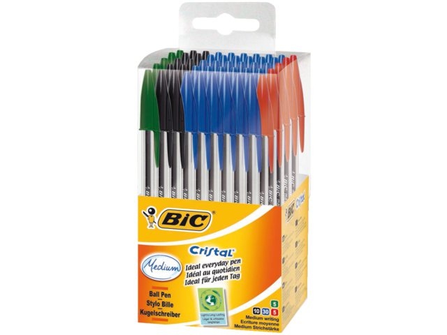 50 Bic Cristal assorti in drum