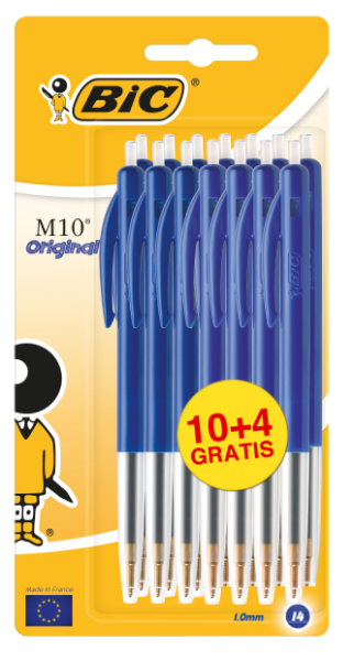 10+4 Bic M10 pennen blauw op blister
