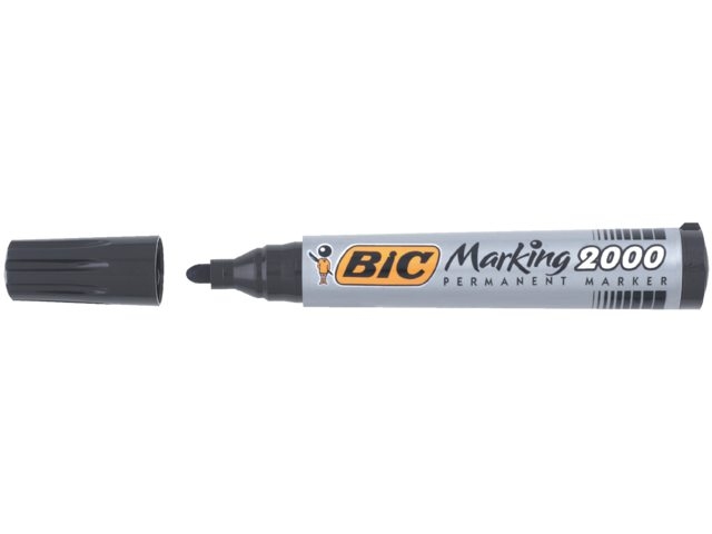 12 bic permanent markers zwart schrijven