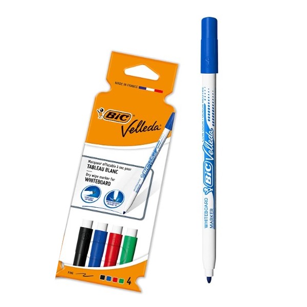 4 whiteboard markers bic 1.5mm ass. 1724