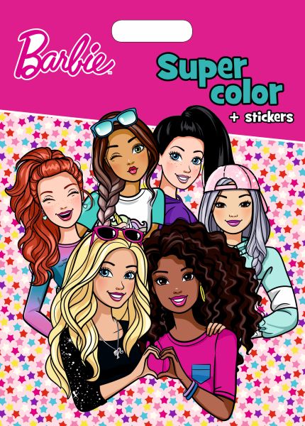 Barbie supercolor + stickers + handvat