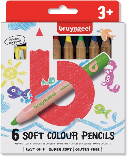 Bruynzeel 6 soft colouring pencils 60119