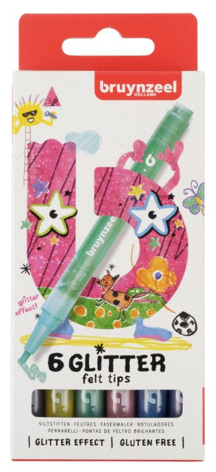 Bruynzeel 6 glitter felt tips 60126006