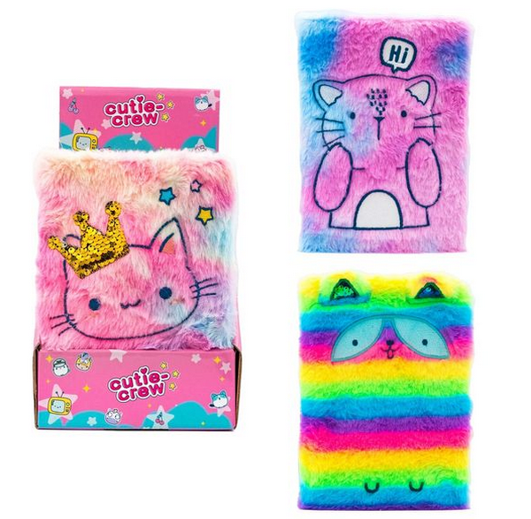 6 cutie crew pluche notitieboek CC60347