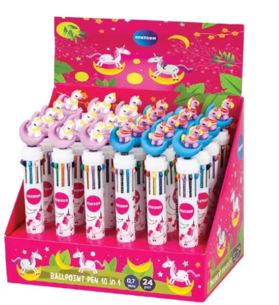 24 balpennen 10 kleuren unicorn 80260