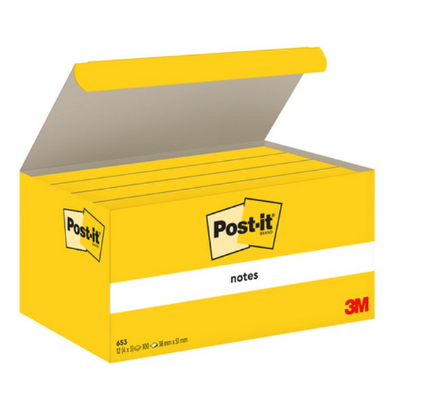 12 Post-It blokjes 38*51mm 653GE 100 vel