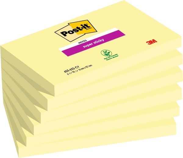 6 Post-It blokje 76*127mm 655-SSCY 90vel