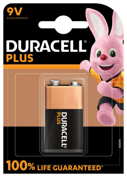 10X1 Duracell 9V Blok "plus" 1604 F