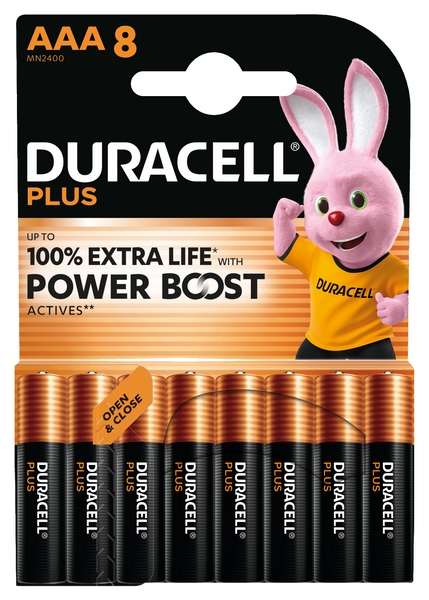 10x8 Duracell Alkaline AAA/LR03 op blis.
