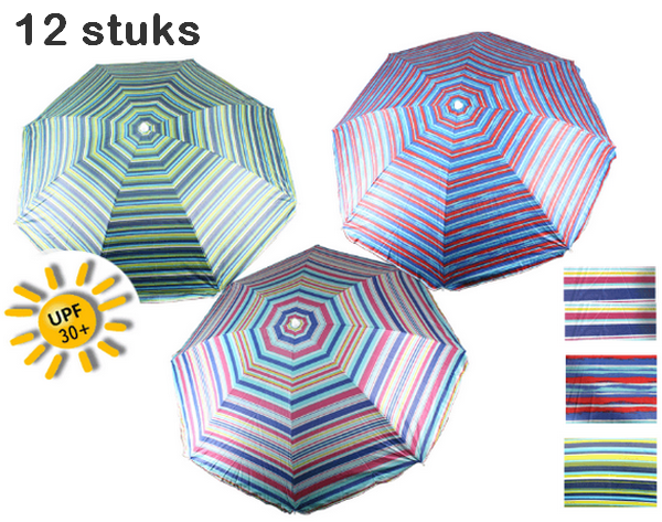 12 Parasol Polyes. 180 cm met knik 41664