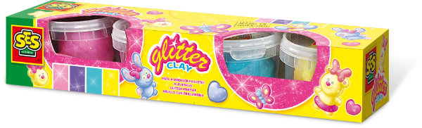 SES Glitter klei 4x90 gr.  00466