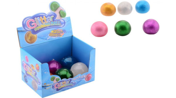 12 squeezy glitterbal in display 24335