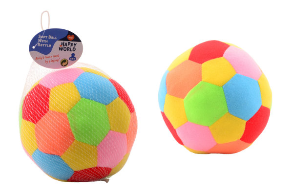 Happy world bal met rammel 18cm. 22034