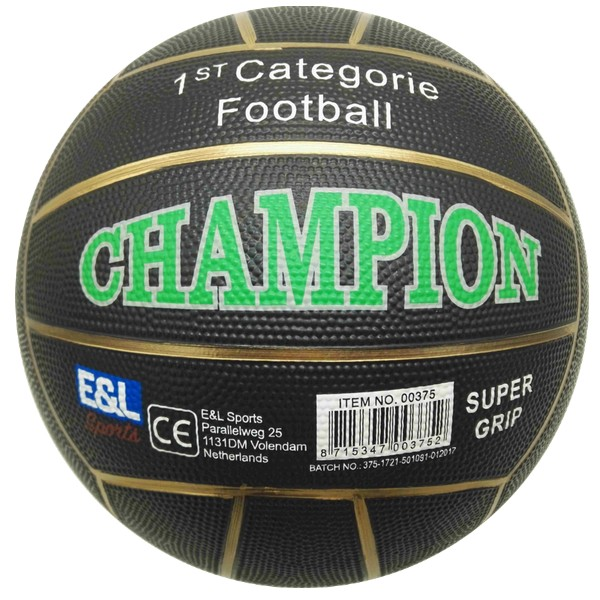 Rubberen voetbal Champion 380 gram zwart