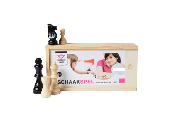 Kist Schaakstukken 77mm hout 150000