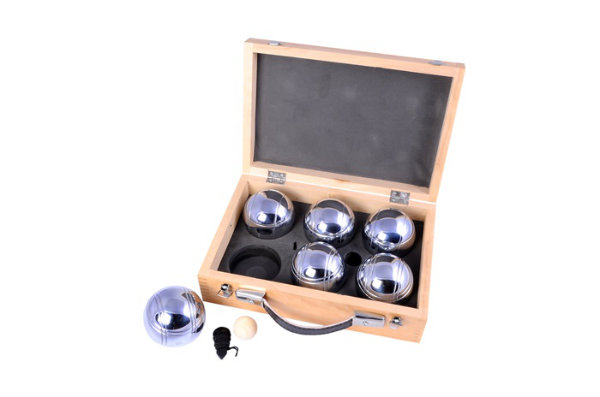 6 jeu de boules ballen in houten koffer
