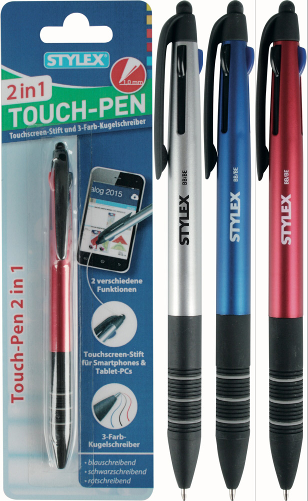 Touchscreen 3 kleuren balpen 2 in1 30312