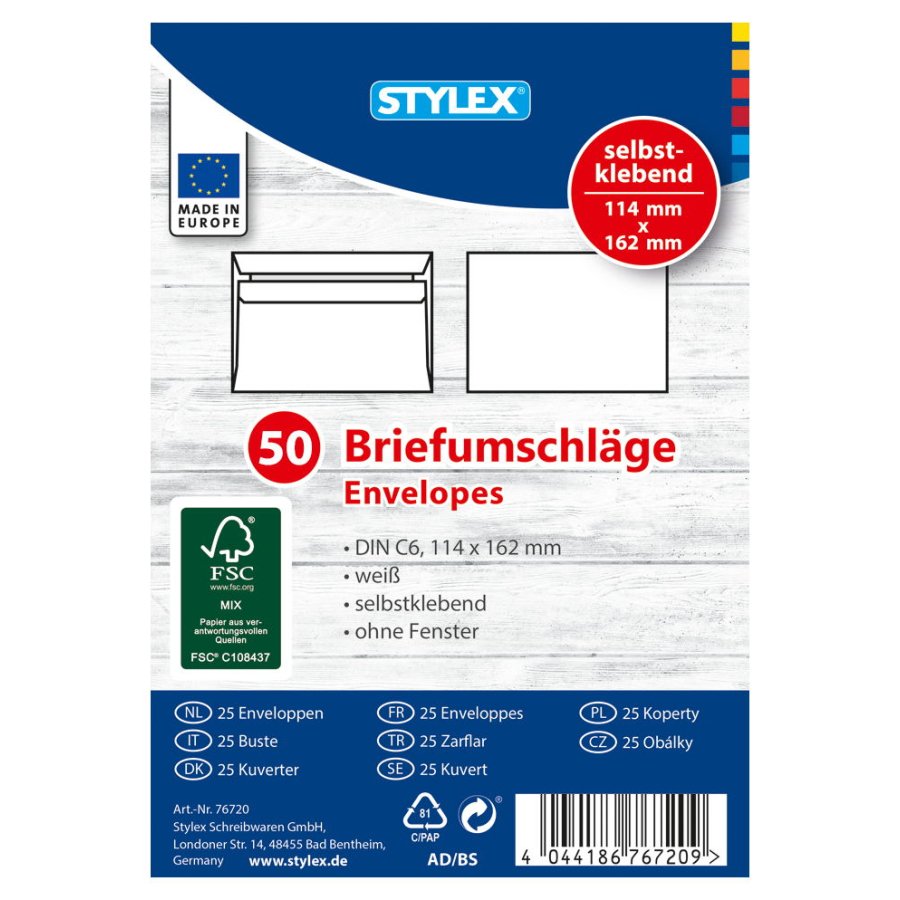 50 enveloppen C6 114x162mm 76700