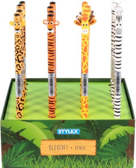 24 potloden wilde dieren in displ. 42199