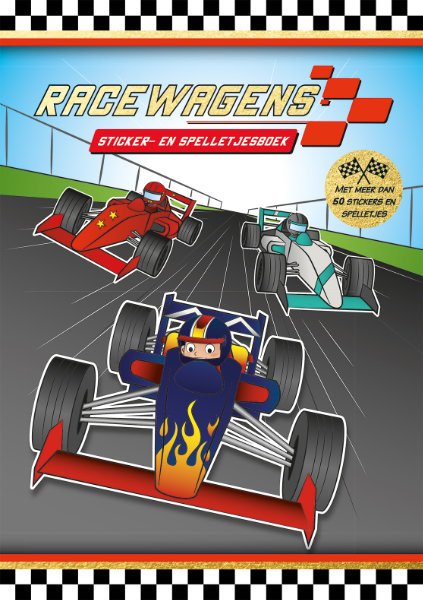 Racewagens-sticker- en spelletjesboek