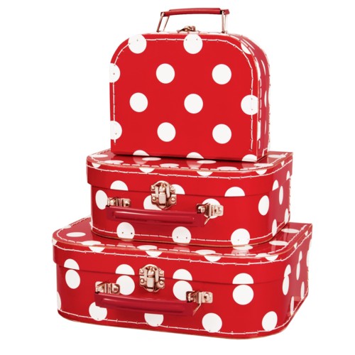 3 koffers Polkadot rood 36935