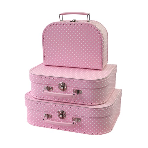 3 koffers Polkadot roze 36966