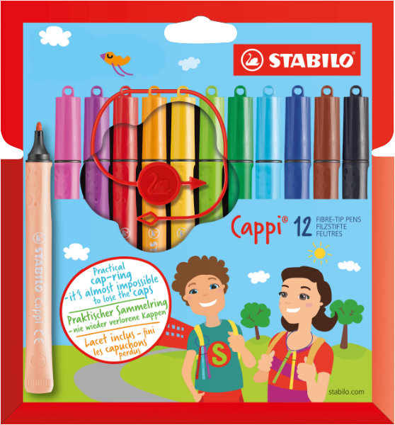 12 stabilo cappi viltstift in etui