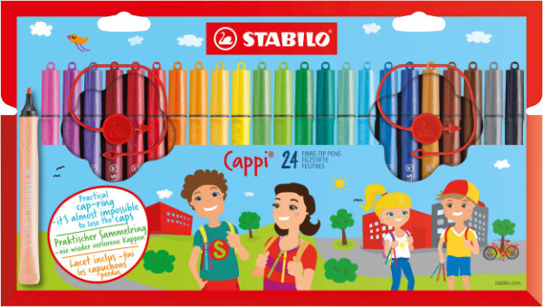 24 stabilo cappi viltstift in etui