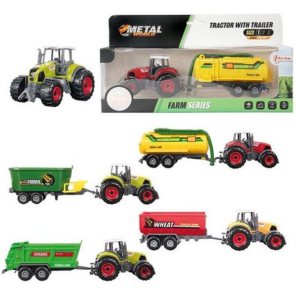 Metal tractor+aanhangwagen 8 ass. 28094Z