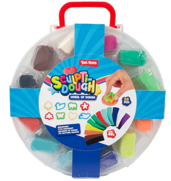 Set van 12 x klei in ronde koffer 35238A