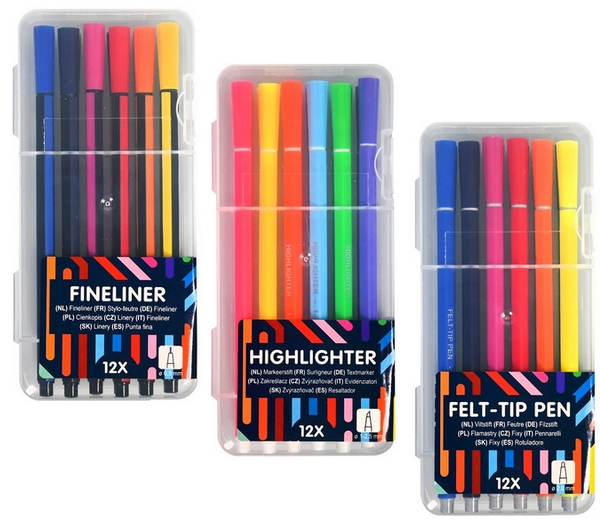 Set Fineliner, highlighter of viltsiften