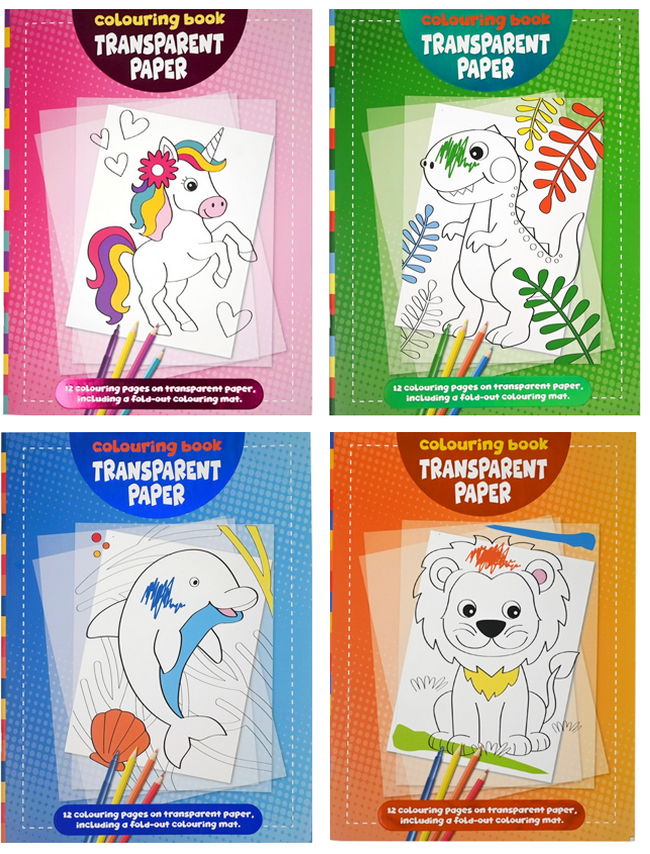 Kleurboek met trans. papier 4 ass. B1210