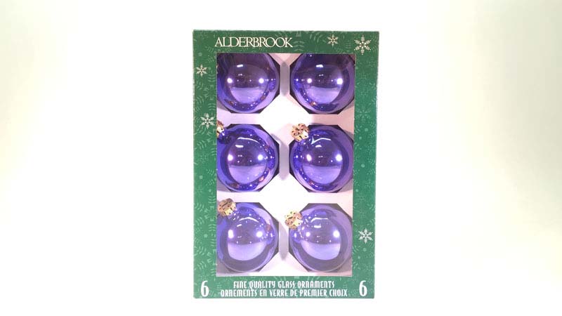 6 glas ballen 7 cm lila glans